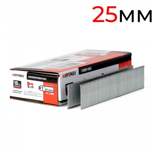 Штифт F25 (25 мм) для нейлера 18Ga, упаковка 5 тыс. шт