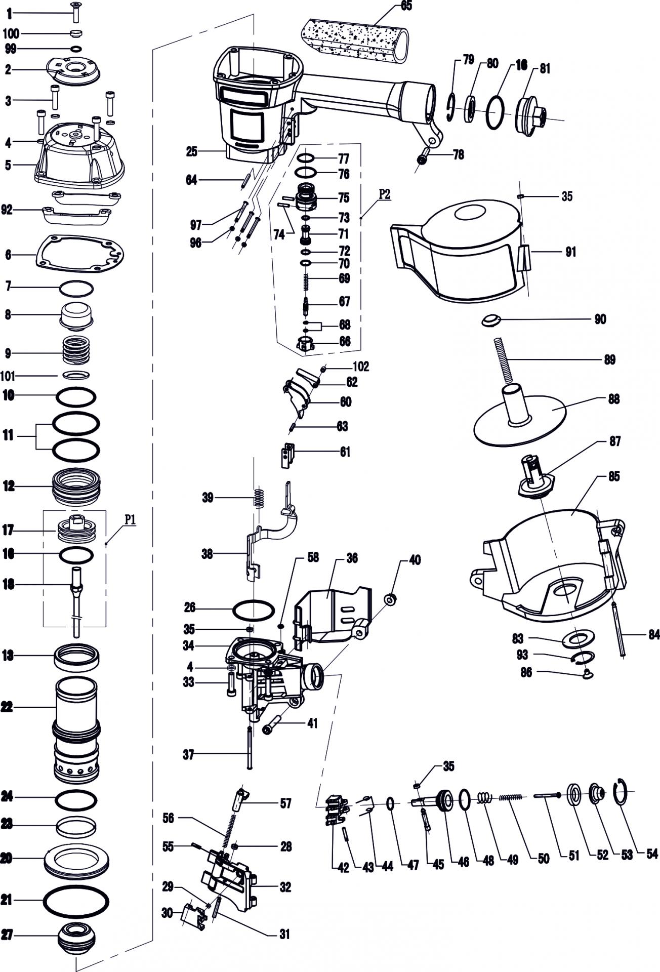 Запчасти для CN55 — взрыв-схема